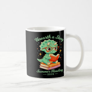 Unearth a Story Summer Reading 2026 Triceratops Coffee Mug