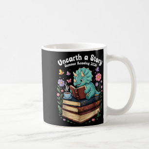 Unearth a Story Summer Reading 2026 Triceratops Coffee Mug