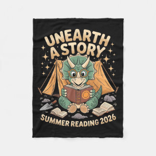 Unearth a Story Summer Reading 2026 Triceratops Fleece Blanket