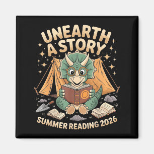 Unearth a Story Summer Reading 2026 Triceratops Magnet