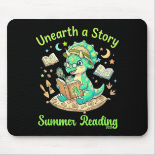Unearth a Story Summer Reading 2026 Triceratops Mouse Pad