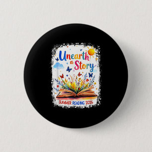 Unearth a story summer reading 2026 wildflower 6 cm round badge