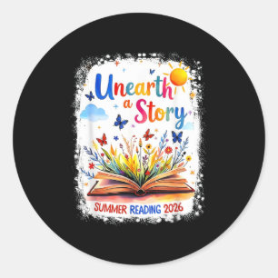 Unearth a story summer reading 2026 wildflower classic round sticker