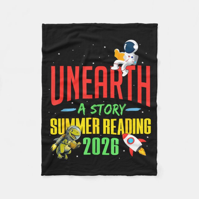 Unearth a story summer reading program 2026 fleece blanket (Front)