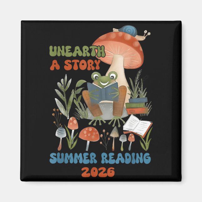 Unearth a Story Summer Reading Program 2026 Frog Magnet (Front)