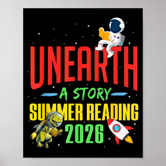 Unearth a story summer reading program 2026 poster (Front)