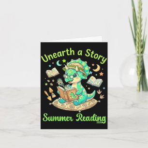 Unearth a story triceratops dinosaur reading books card