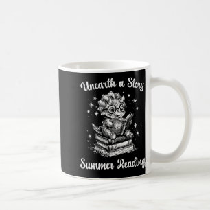 Unearth a story triceratops dinosaur reading books coffee mug