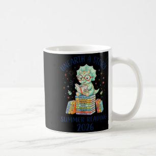 Unearth a Story Triceratops Dinosaur Reading Books Coffee Mug