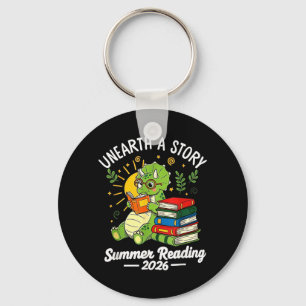 Unearth a Story Triceratops Dinosaur Reading Books Key Ring