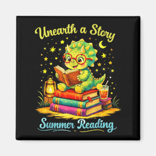 Unearth a Story Triceratops Dinosaur Reading Books Magnet