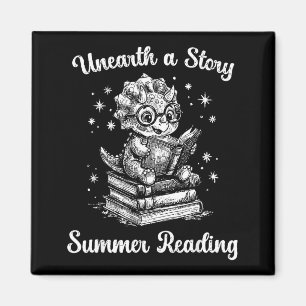 Unearth a Story Triceratops Dinosaur Reading Books Magnet