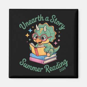Unearth A Story Triceratops Dinosaur Reading Books Magnet