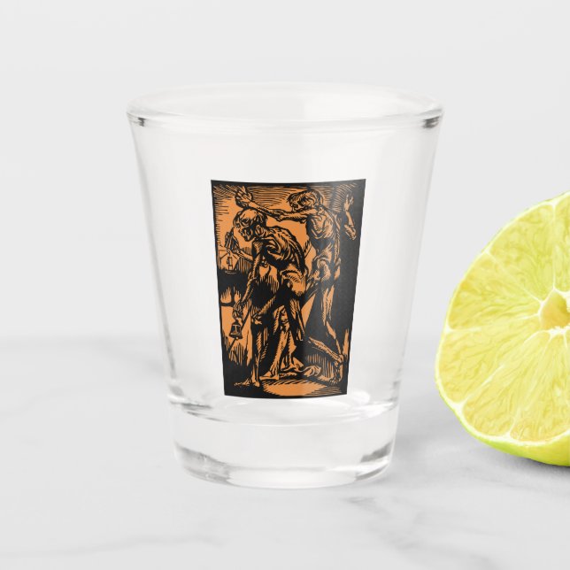 Unearthed Horrors of Dead Miners for Halloween Shot Glass (Front)