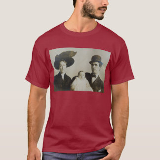 Uneasy Daddy in Bowler Family RPPC B&W Photo Image T-Shirt