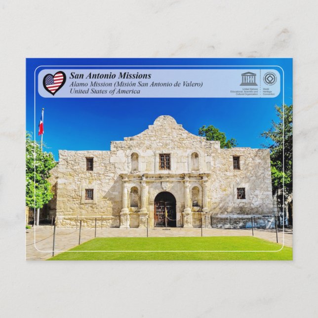 UNESCO - San Antonio - Mission Valero Postcard (Front)