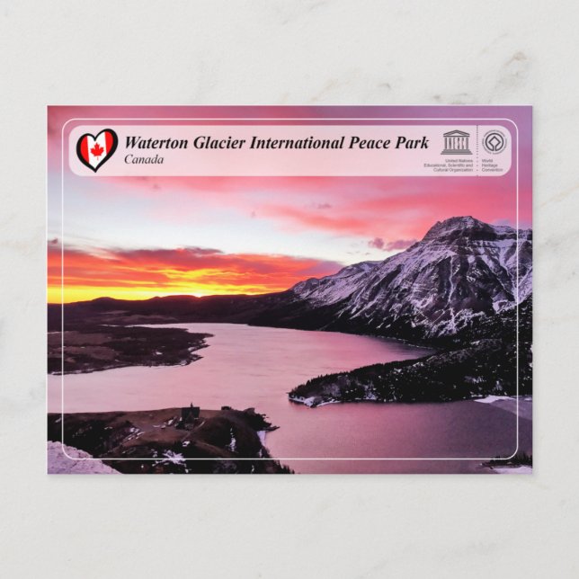 UNESCO - Waterton Glacier International Peace Park Postcard (Front)
