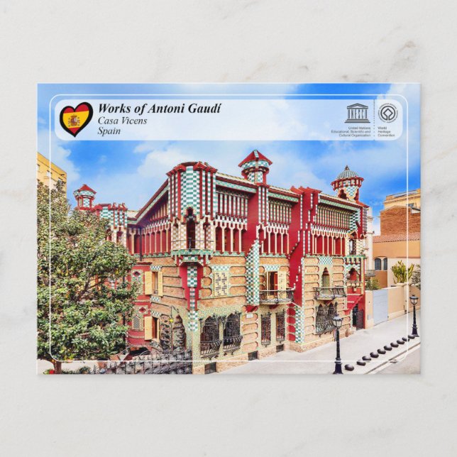 UNESCO WHS - Antoni Gaudí - Casa Vicens Postcard (Front)