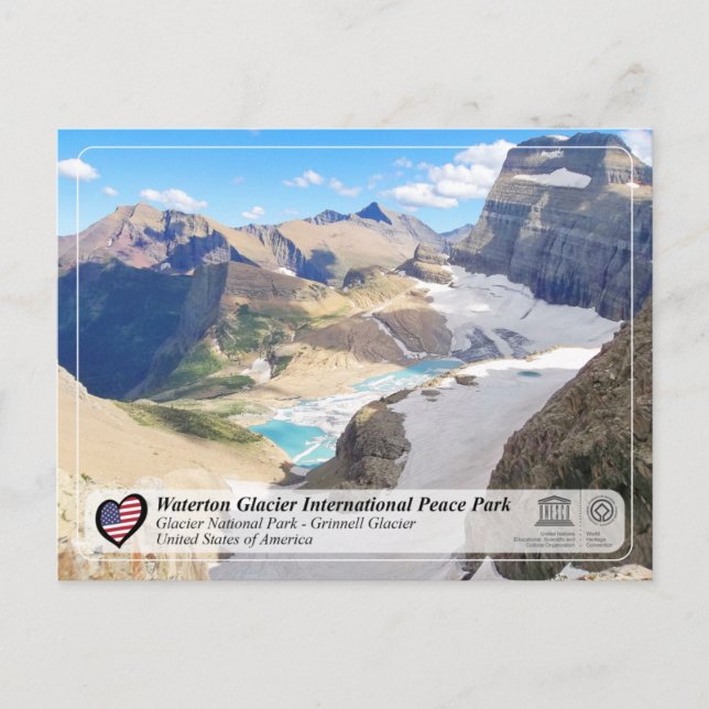 UNESCO  WHS - Glacier NP - Grinnell Glacier Postcard (Front)