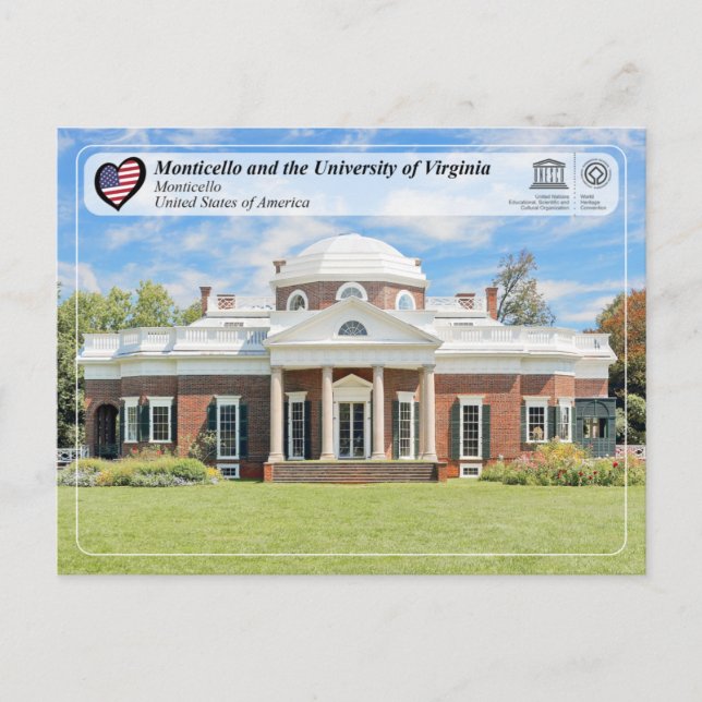 UNESCO WHS - Monticello Postcard (Front)