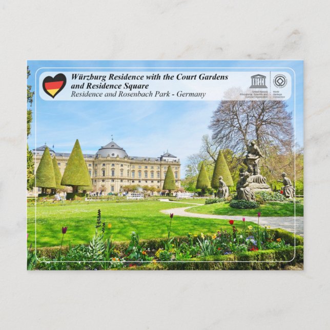 UNESCO - Würzburg Residence with the Court Gardens Postcard (Front)