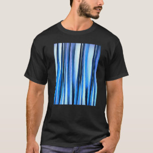 Uneven Artistic Vertical Stripes Blue Hues T-Shirt