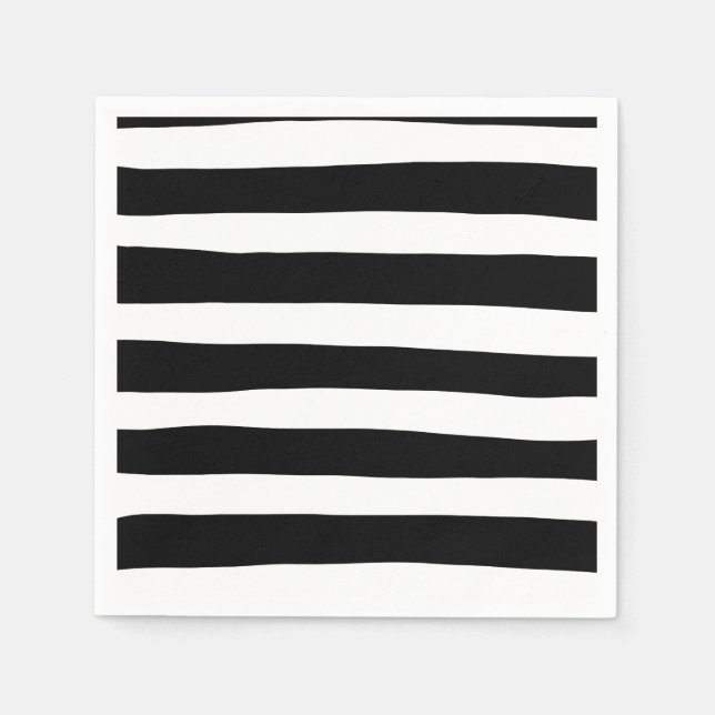 Uneven Stripes - Black and White Napkin (Front)