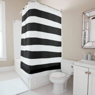 Uneven Stripes - Black and White Shower Curtain