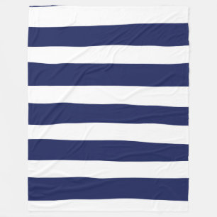 Uneven Stripes - Blue and White Fleece Blanket