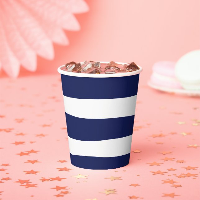 Uneven Stripes - Blue and White Paper Cups (Insitu)
