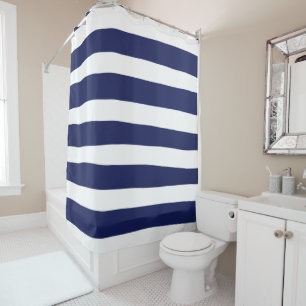 Uneven Stripes - Blue and White Shower Curtain