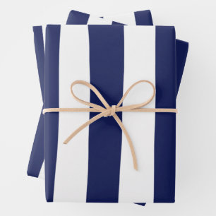 Uneven Stripes - Blue and White Wrapping Paper Sheet