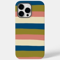 Uneven Stripes - Blue, Olive Green, Pink and Cream
