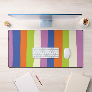 Uneven Stripes - Blue, Orange, Purple, Green, and Desk Mat