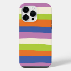 Uneven Stripes - Blue, Orange, Purple, Green, and  iPhone 14 Pro Max Case