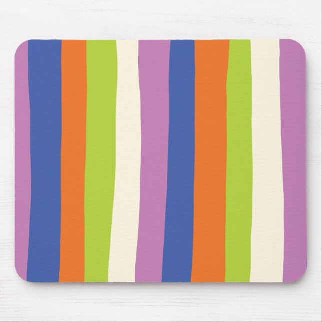 Uneven Stripes - Blue, Orange, Purple, Green, and  Mouse Pad (Front)