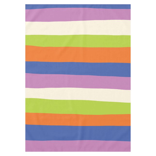 Uneven Stripes - Blue, Orange, Purple, Green, and  Tablecloth (Front)