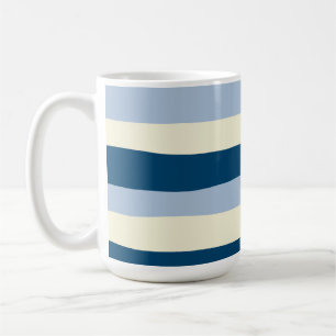 Uneven Stripes - Dark Blue, Light Blue and Cream Coffee Mug