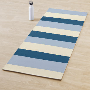 Uneven Stripes - Dark Blue, Light Blue and Cream Yoga Mat