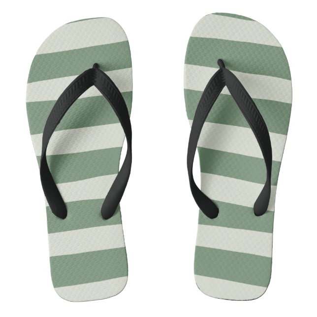 Uneven Stripes - Green Thongs (Footbed)