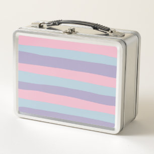 Uneven Stripes in Blue, Pink, and Lilac Metal Lunch Box