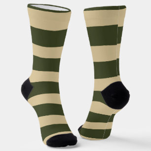 Uneven Stripes in Khaki and Green Socks