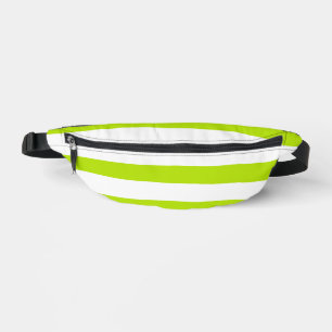 Uneven Stripes in Lime Green and White Bum Bags