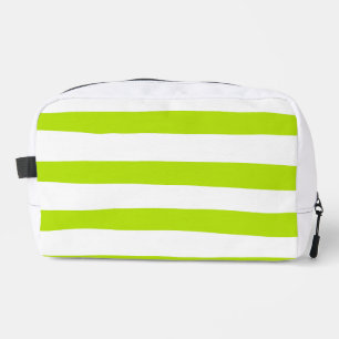 Uneven Stripes in Lime Green and White Dopp Kit