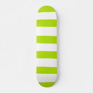 Uneven Stripes in Lime Green and White Skateboard