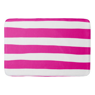Uneven Stripes in Magenta and White  Bath Mat