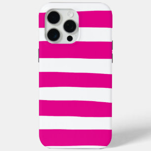Uneven Stripes in Magenta and White iPhone 15 Pro Max Case