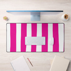 Uneven Stripes in Magenta and White  Desk Mat