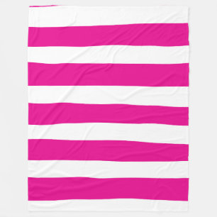 Uneven Stripes in Magenta and White  Fleece Blanket