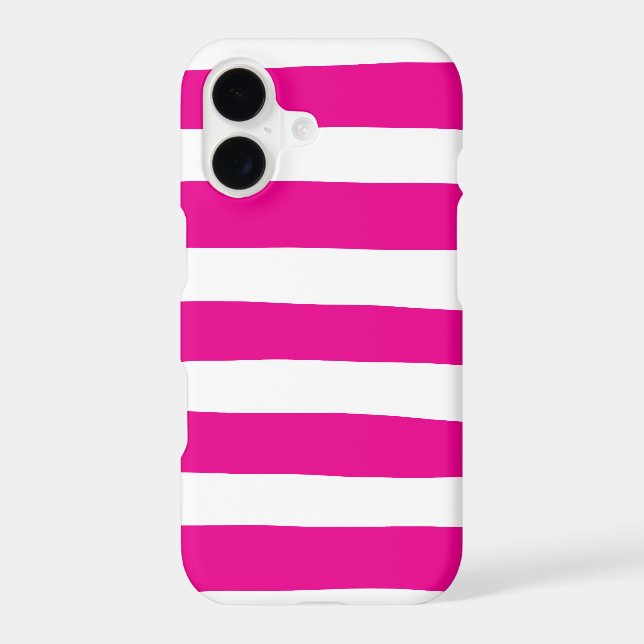 Uneven Stripes in Magenta and White  iPhone Case (Back)